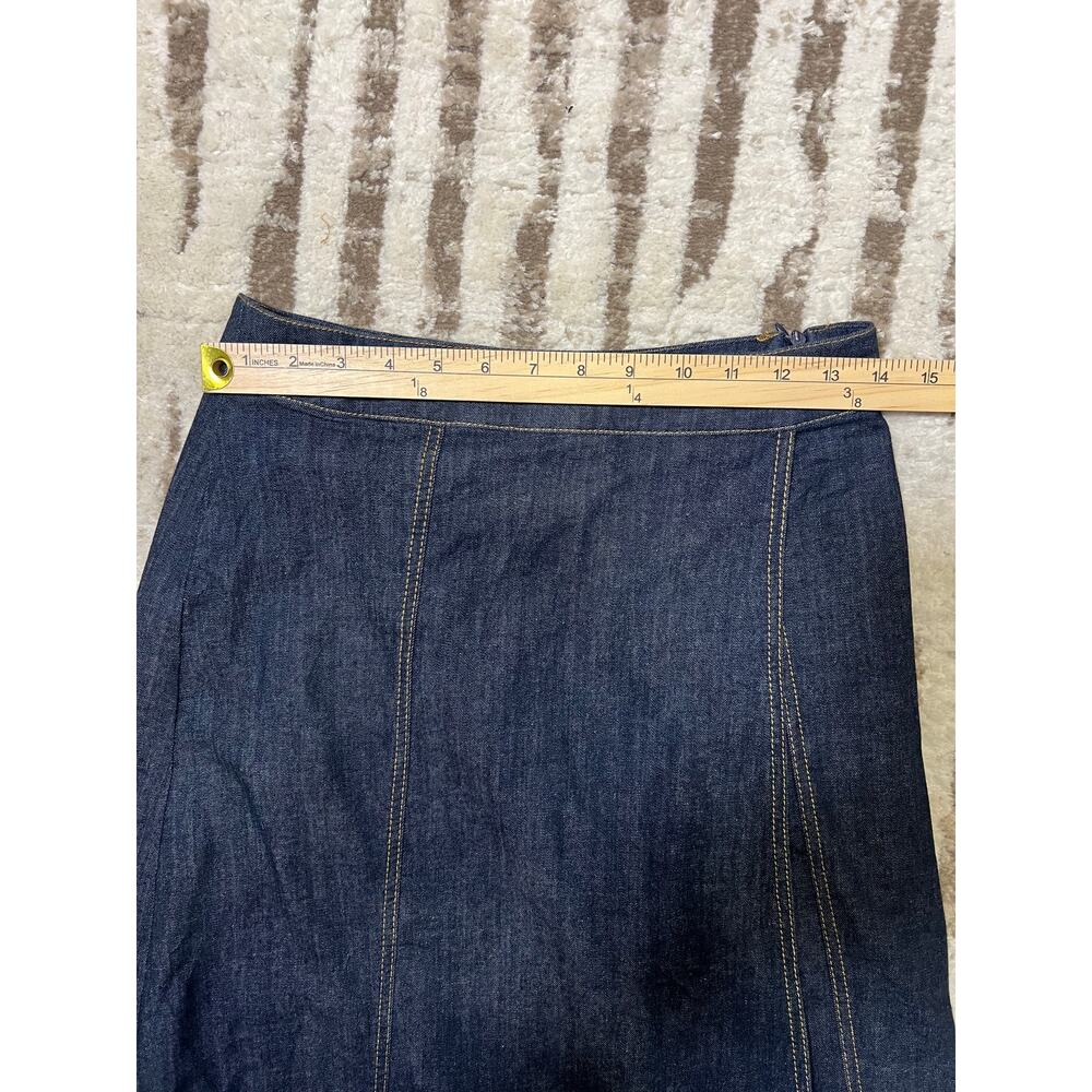 Zara Dark Wash Midi Side Zip Closure Crossover Front Skirt NO BELT Women's S - Picture 8 of 9